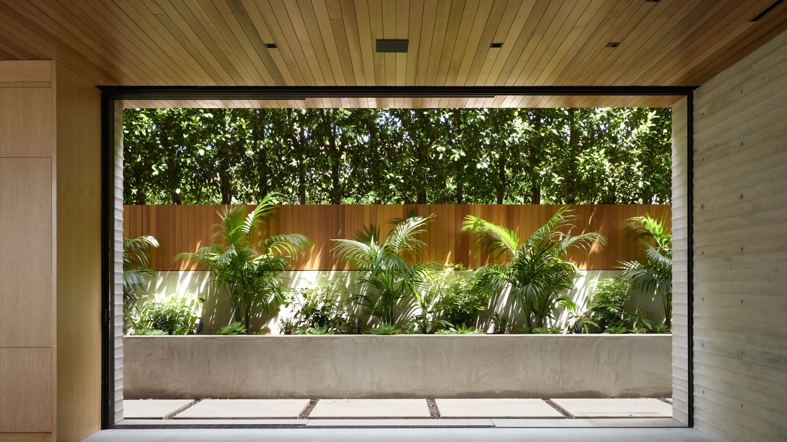 Precisely framed tropical garden opening